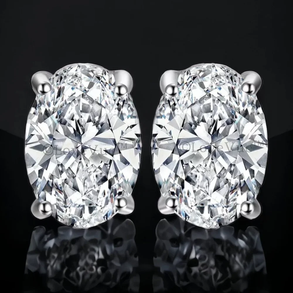 Certified 1ct. t.w. Diamond Oval Hidden Halo Stud Earrings VVS1 GRA Certified - Picture 1 of 16